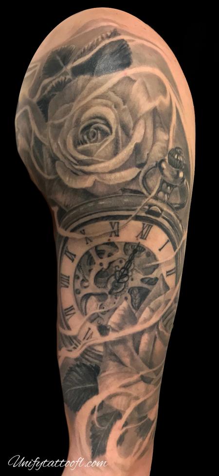 Tattoos - Pocket watch and roses - 138903
